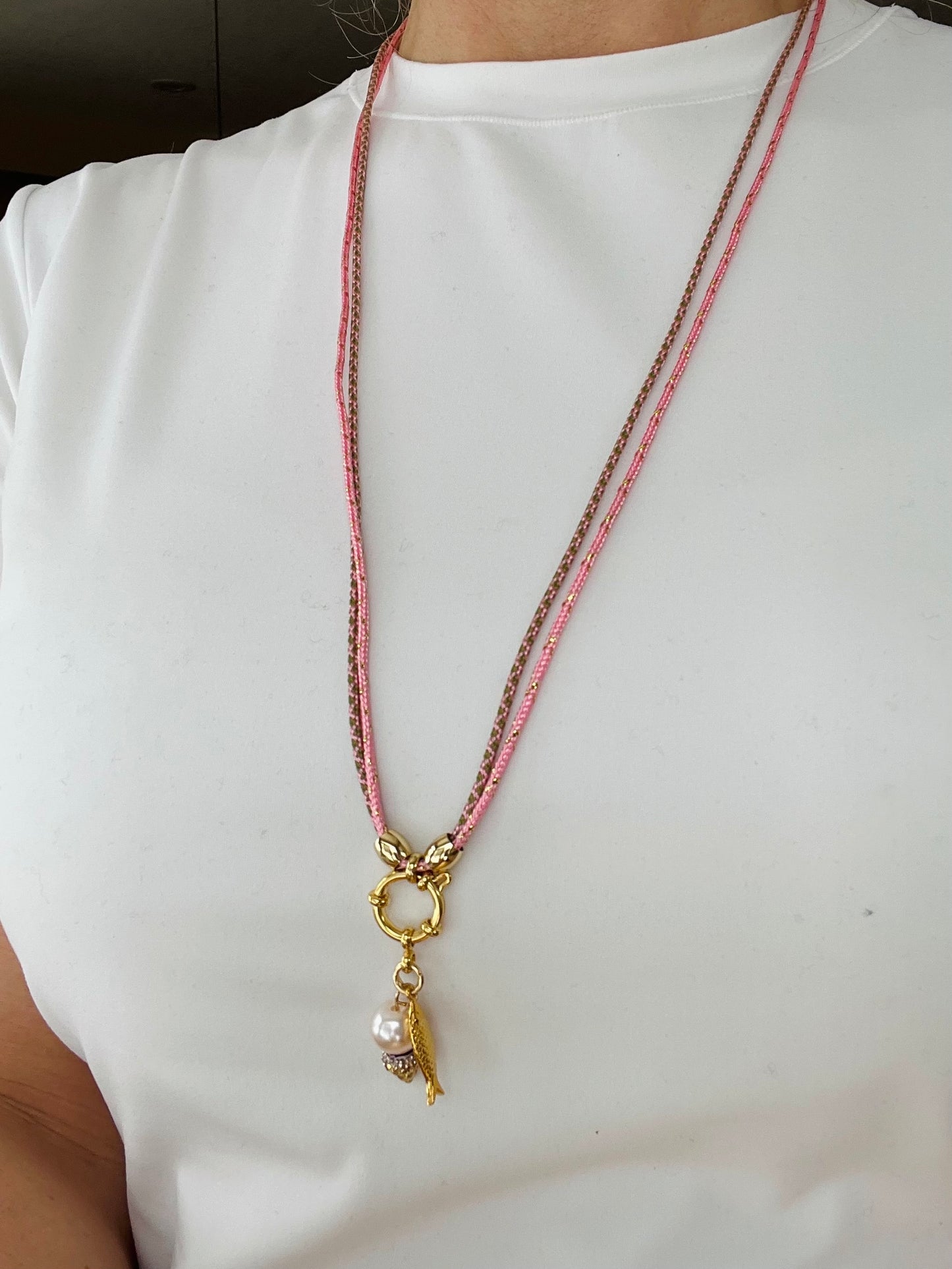Double cord necklace, multiple ways to wear #90