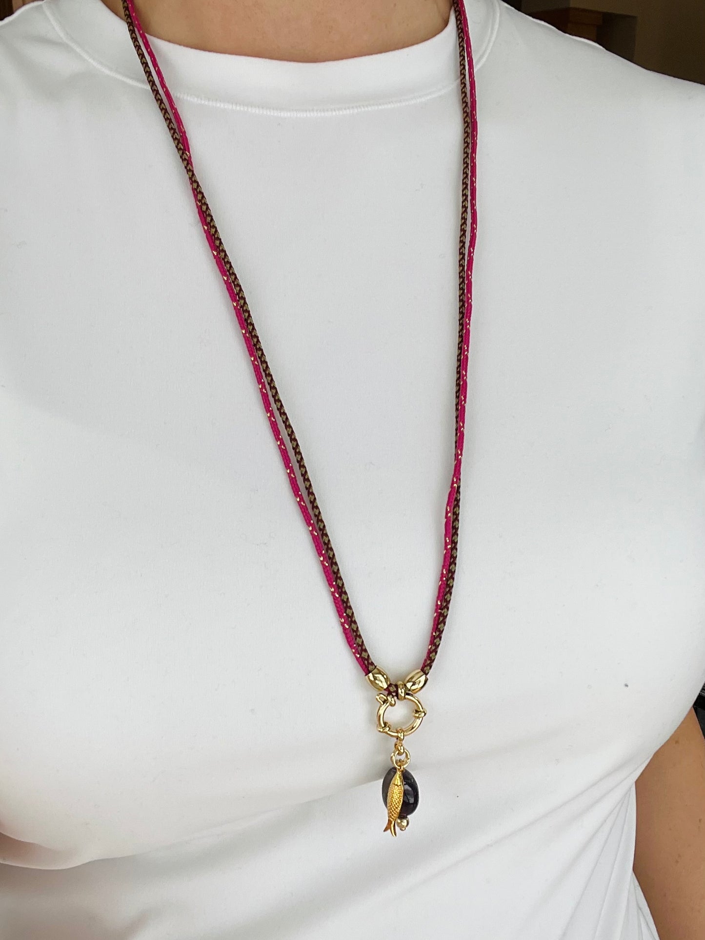 Double cord necklace, multiple ways to wear #88