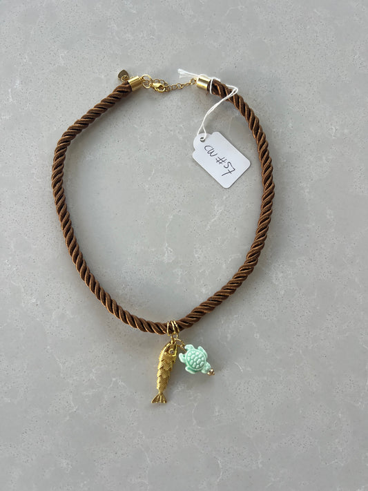 Short Cord necklace , extendable back closure #57