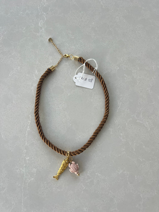 Short Cord necklace, extendable back closure #58