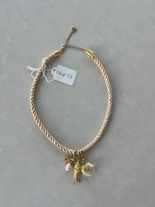 Short Cord necklace, extendable back closure #56