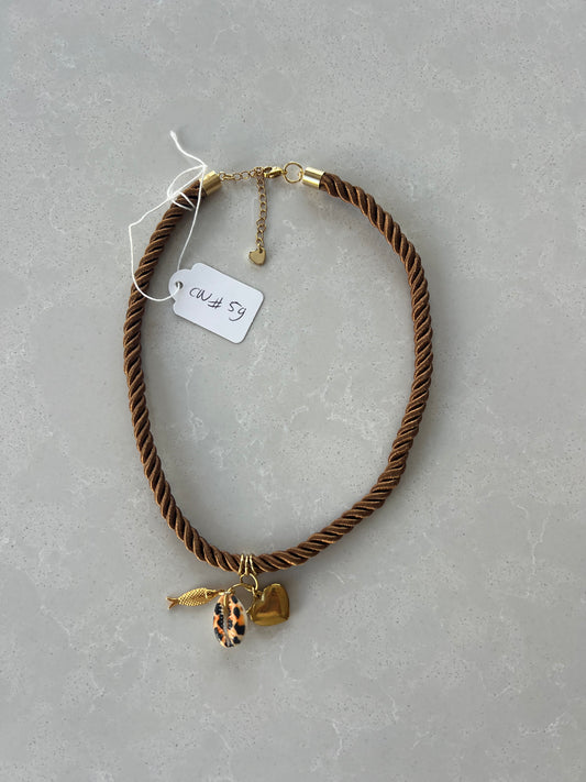 Short Cord necklace, extendable back closure #59