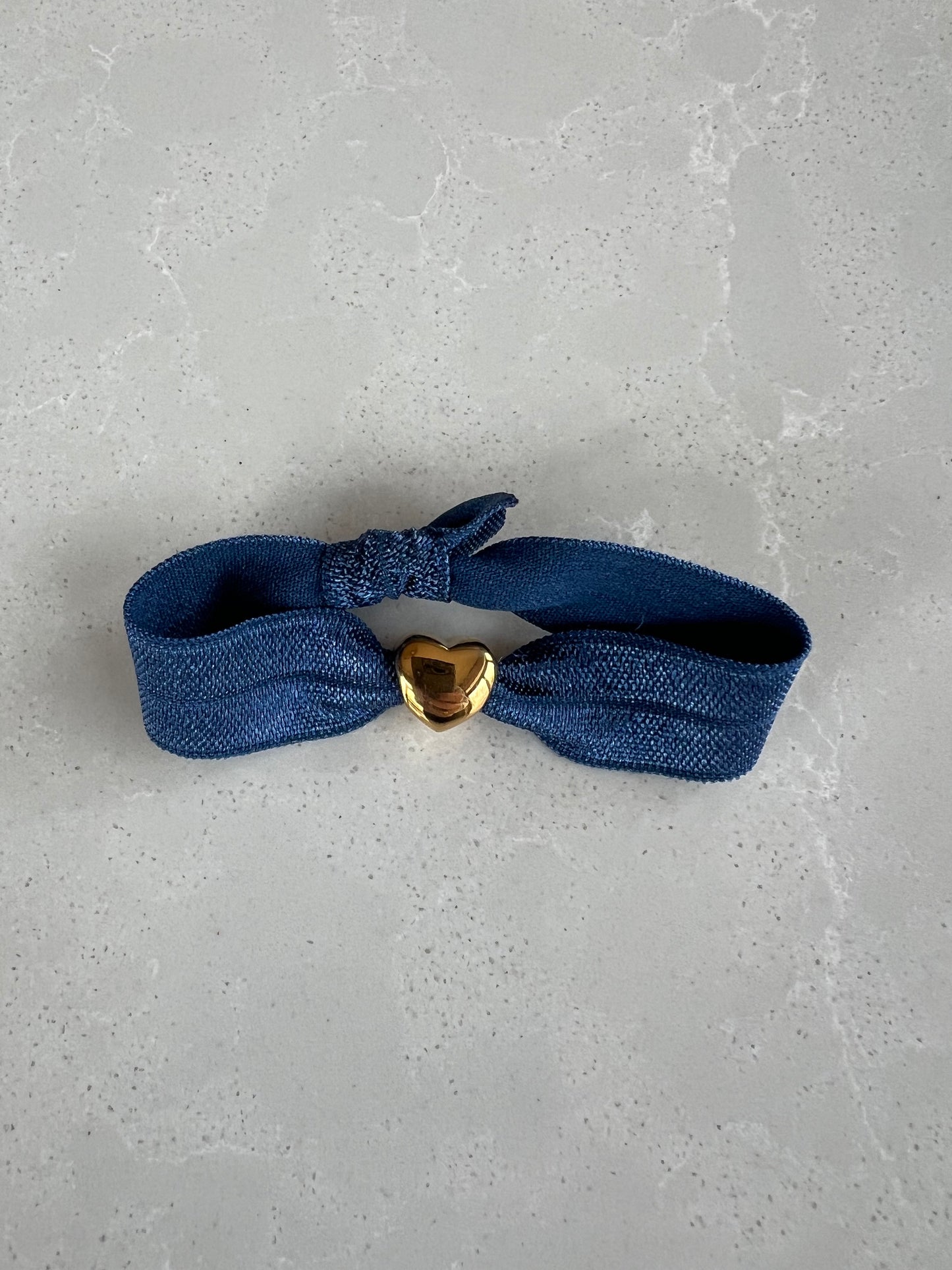 Elastic gold heart bracelet navy