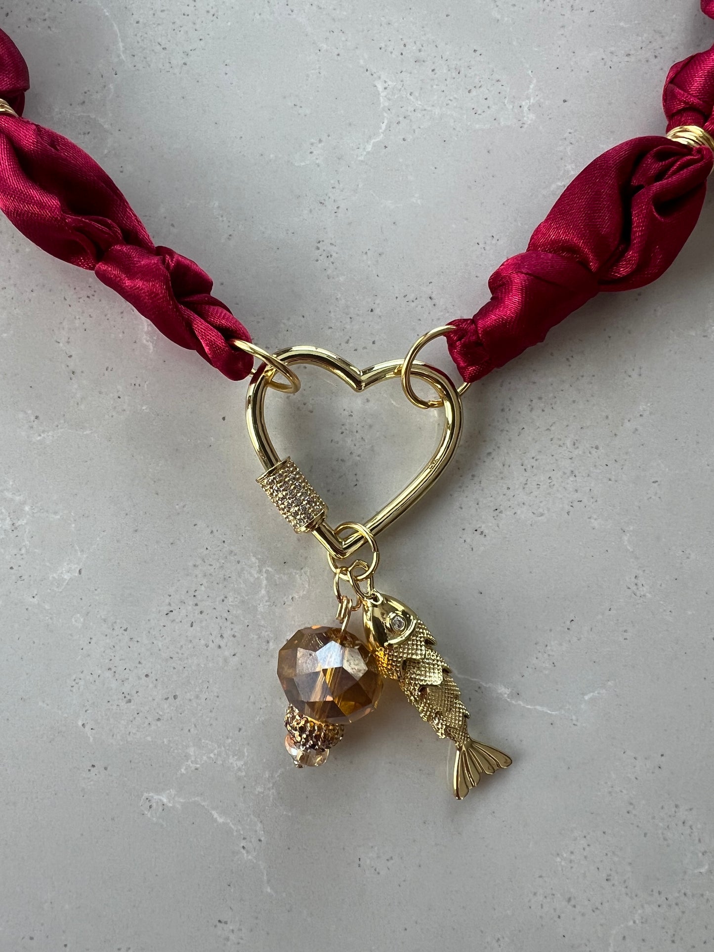 Scarf Necklace with Sparkling heart closure #43