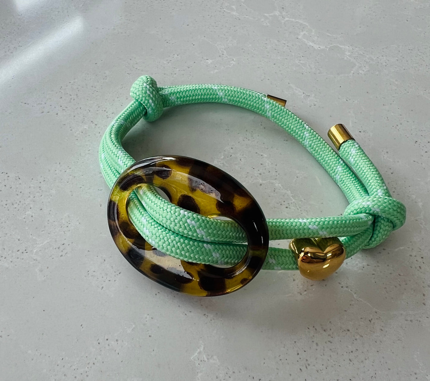 Cord bracelet with tortoise bean and heart #8