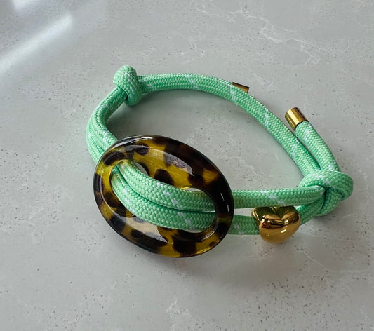 Cord bracelet with tortoise bean and heart #8