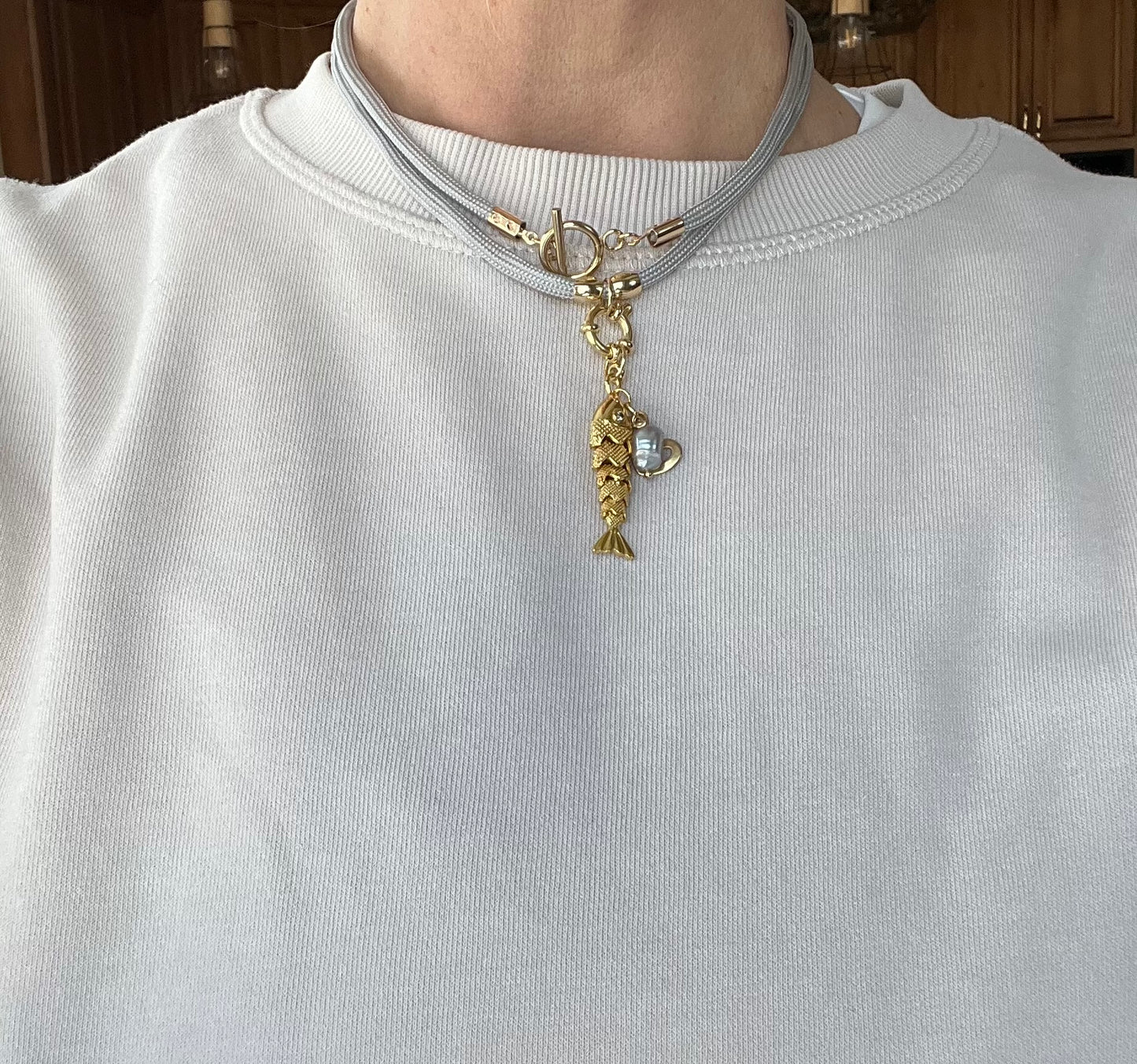 Cord necklace, multiple ways to wear #38