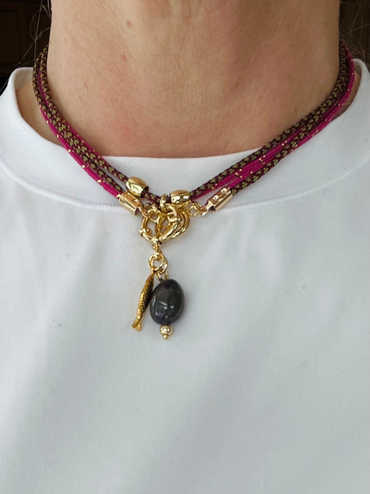 Double cord necklace, multiple ways to wear #88