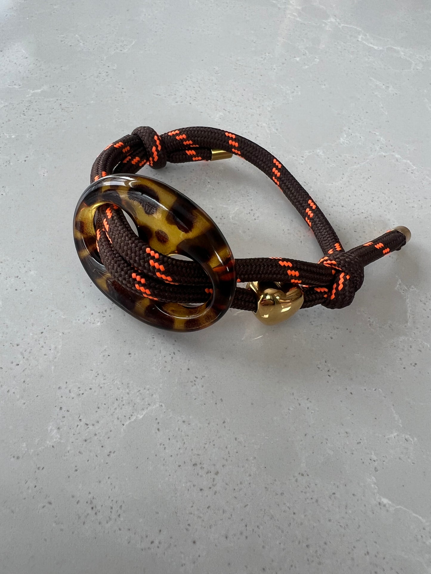 Cord bracelet with tortoise bean and heart #7
