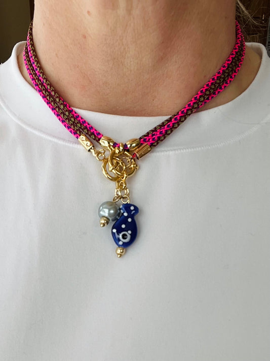 Double cord necklace, multiple ways to wear #91