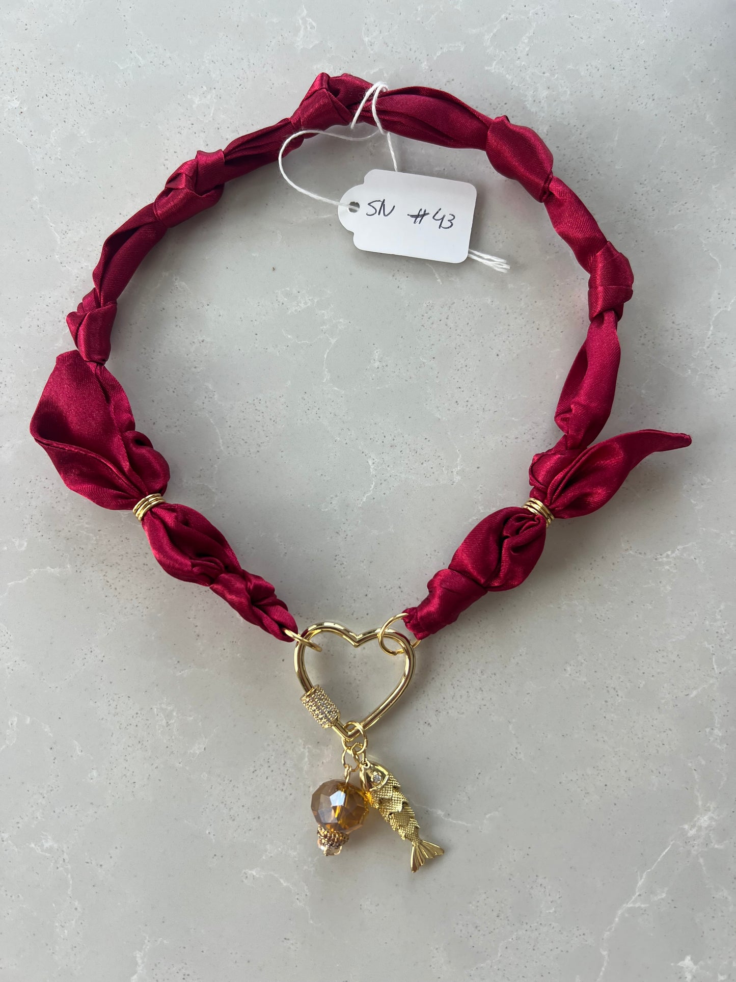 Scarf Necklace with Sparkling heart closure #43