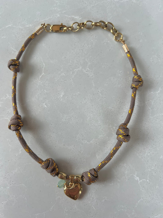 Multiple knotted short cord necklace #115