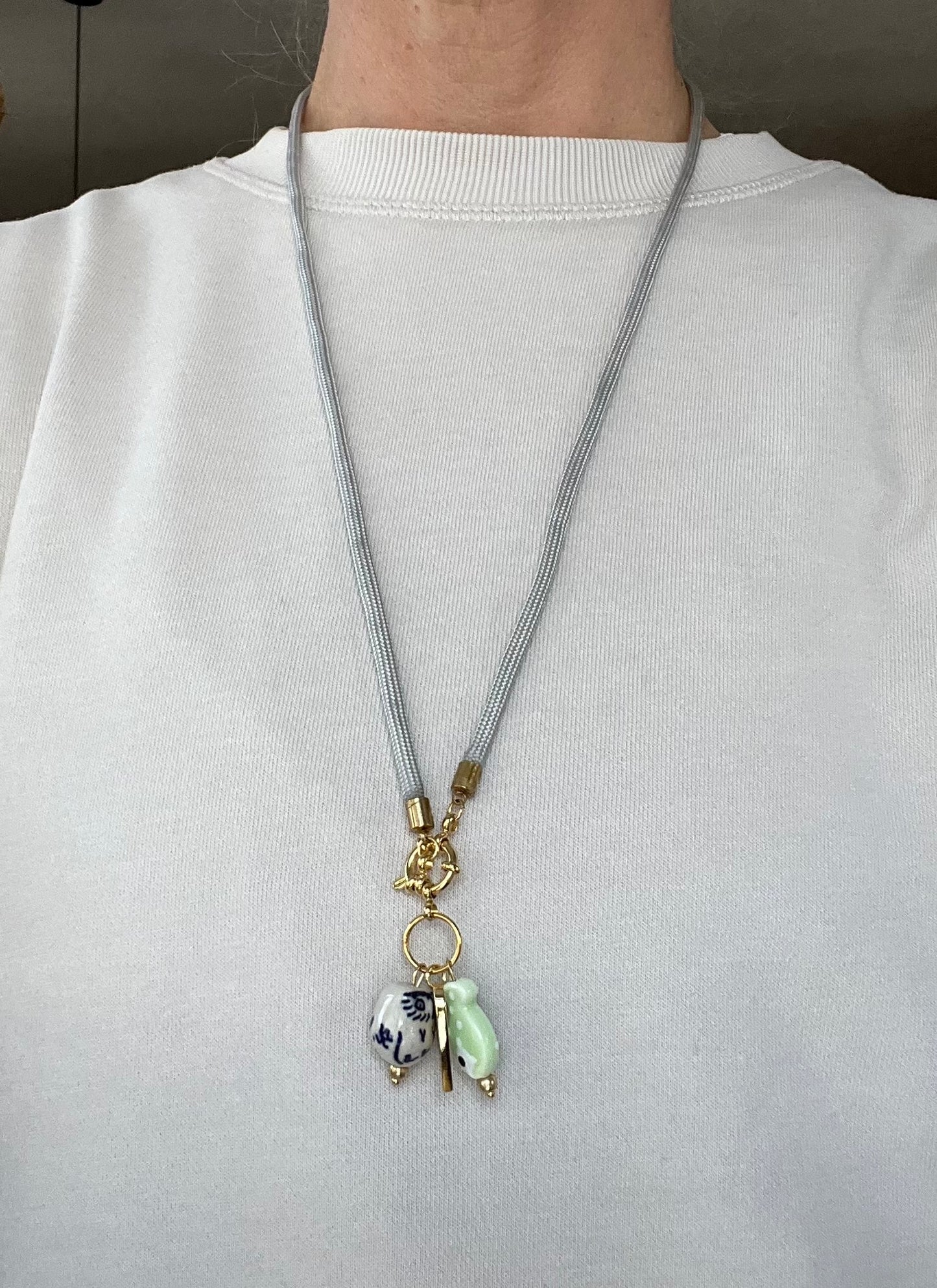 Middle long cord necklace #50