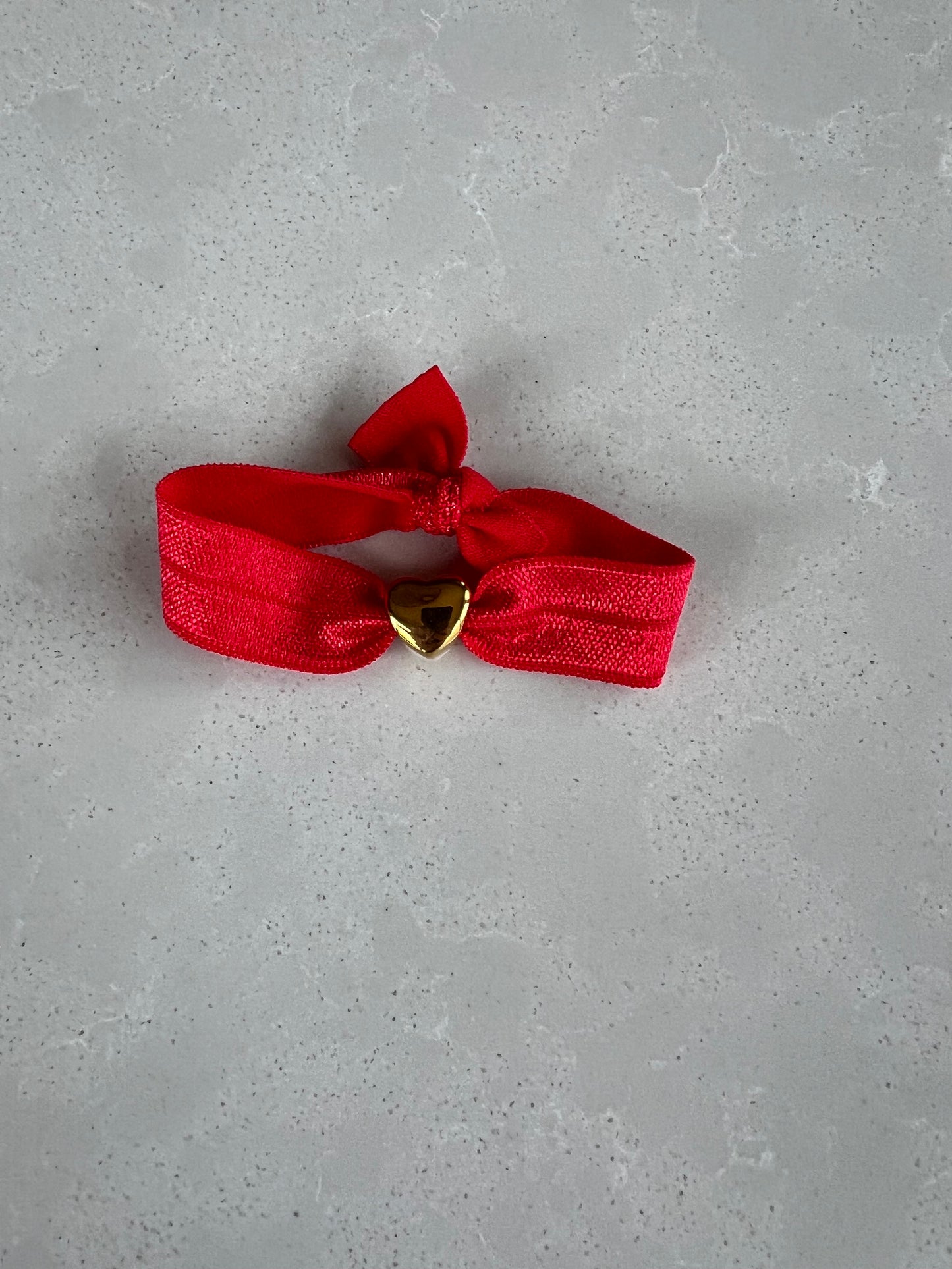 Elastic gold heart bracelet , red