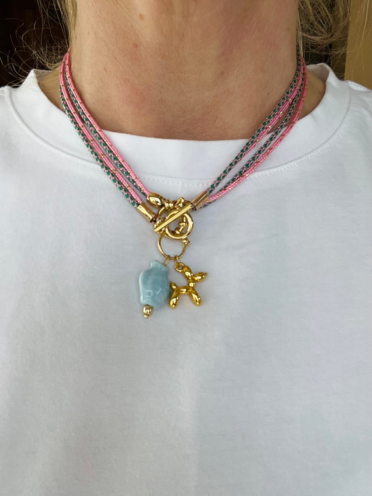 Double cord necklace, multiple ways to wear #95