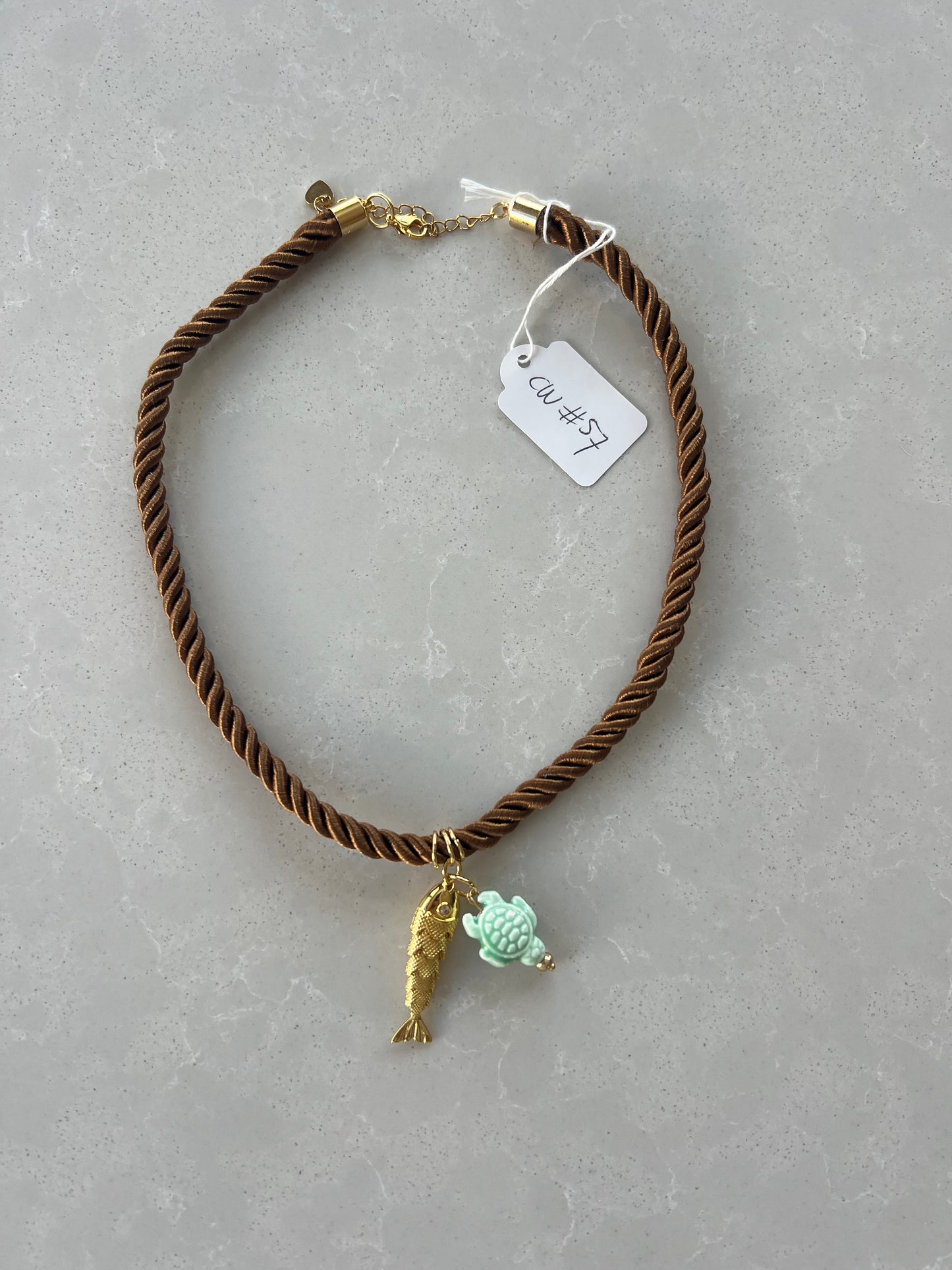 Short Cord necklace , extendable back closure #57