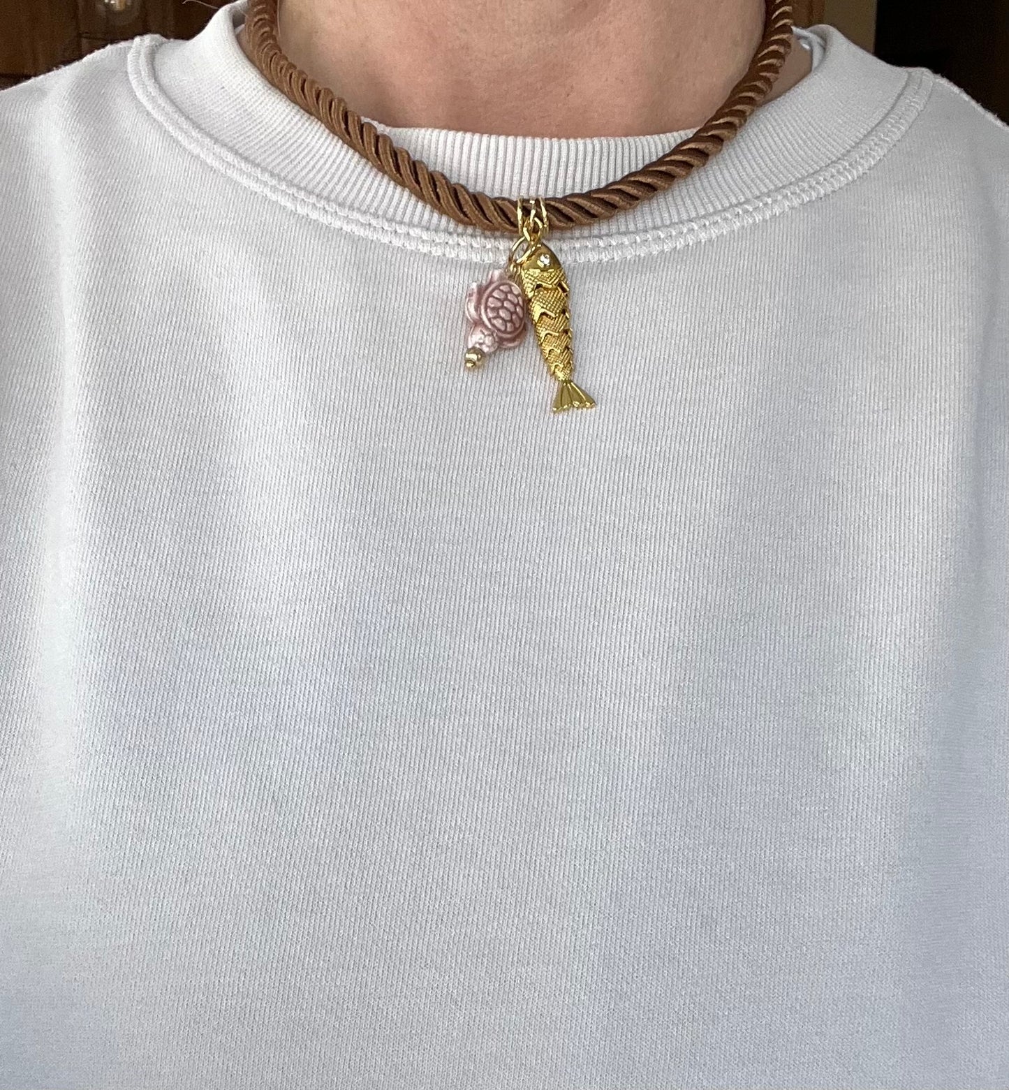 Short Cord necklace, extendable back closure #58