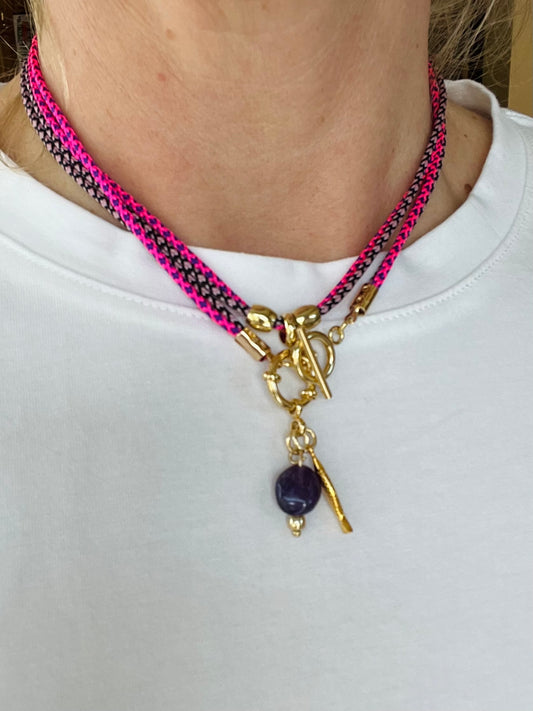Double cord necklace, multiple ways to wear #94