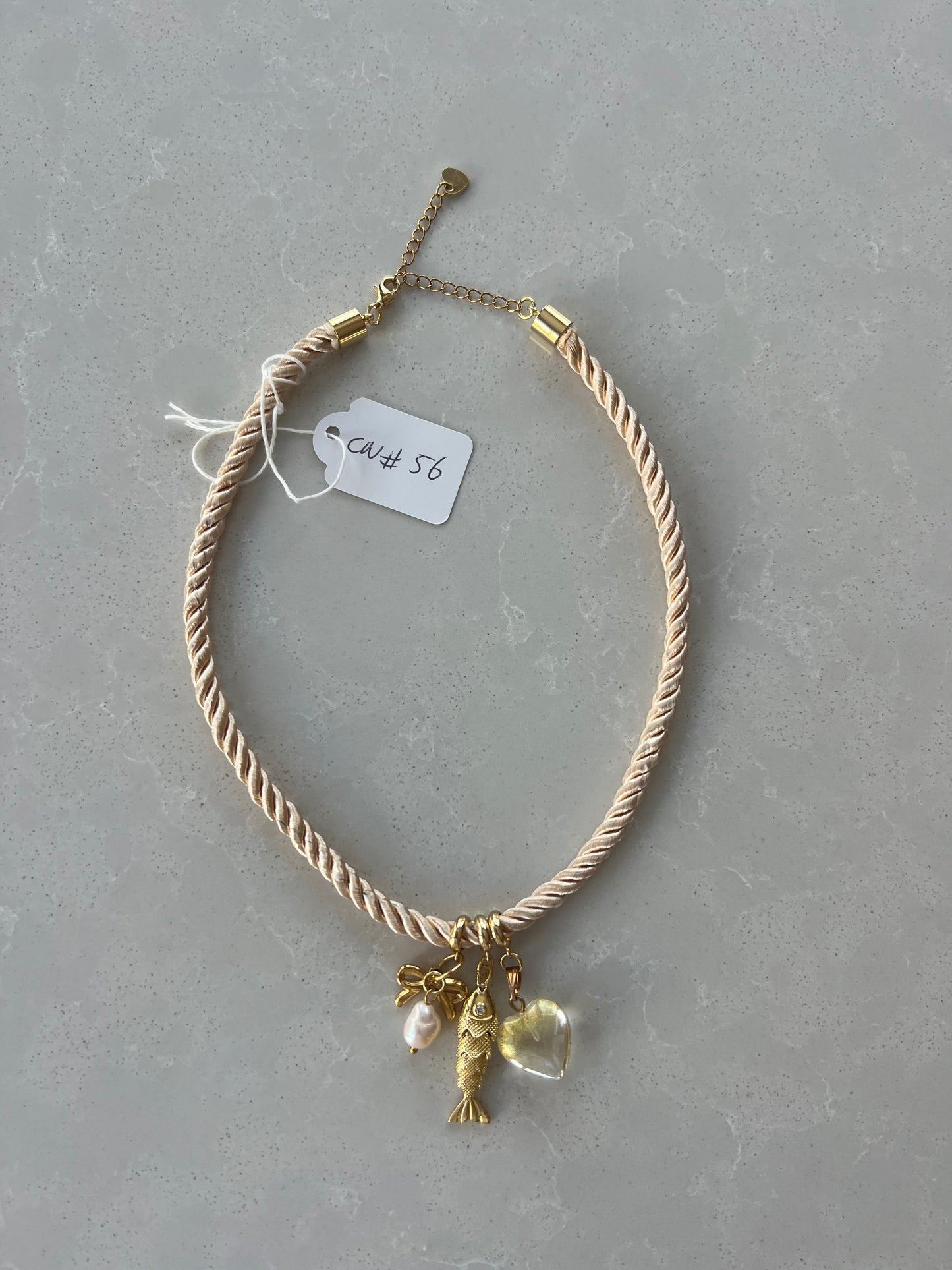 Short Cord necklace, extendable back closure #56