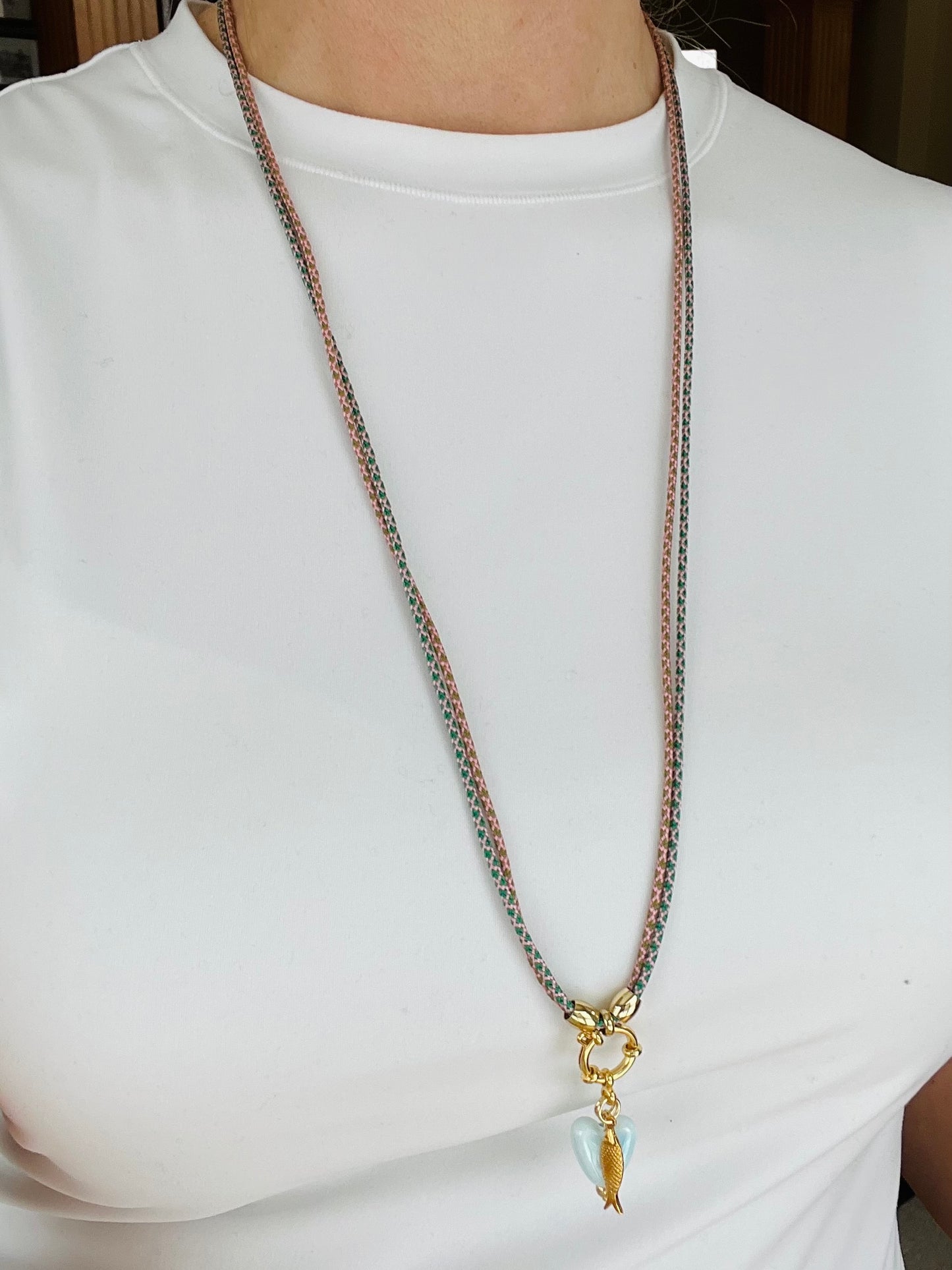 Double cord necklace, multiple ways to wear #89
