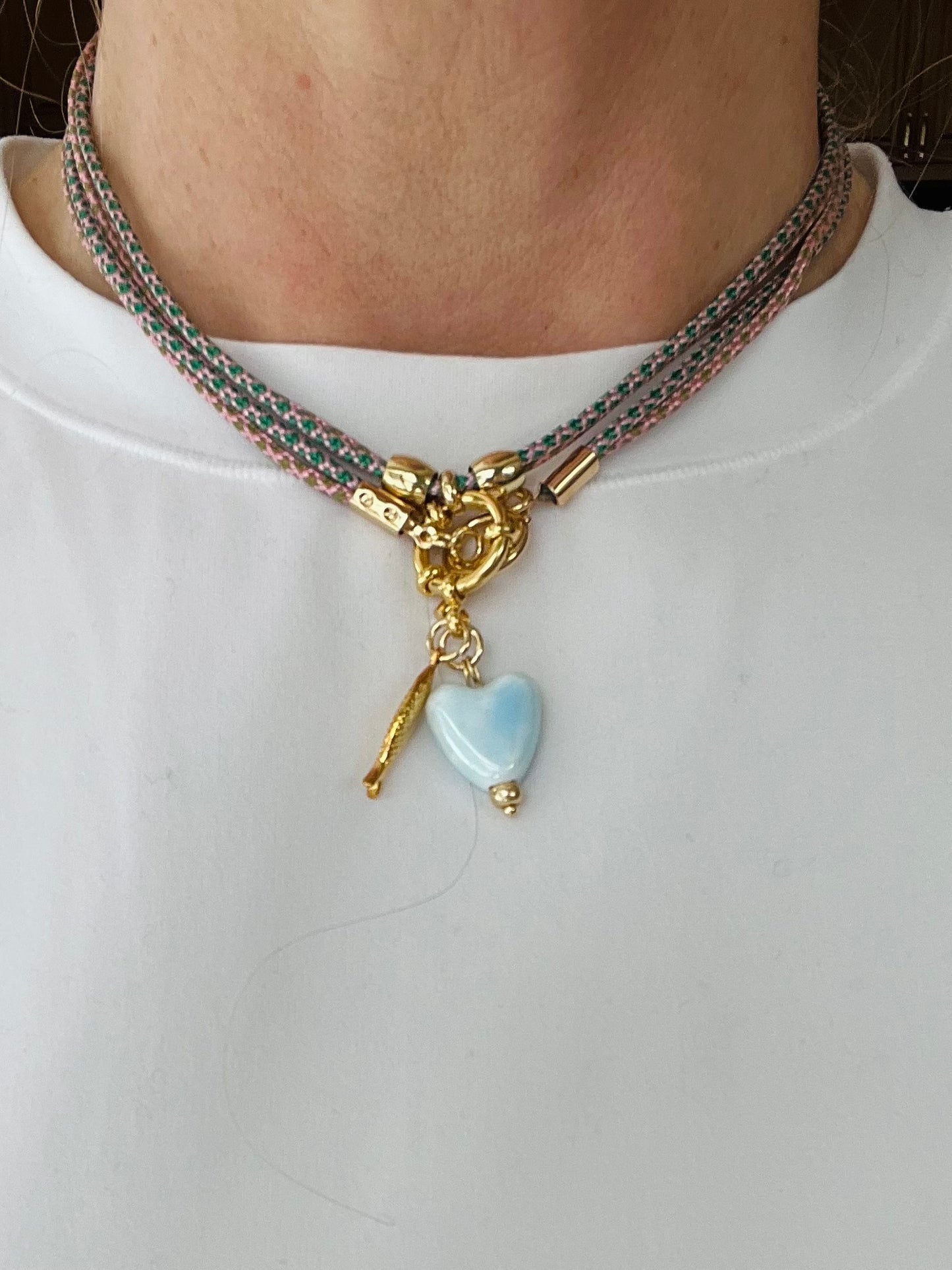 Double cord necklace, multiple ways to wear #89