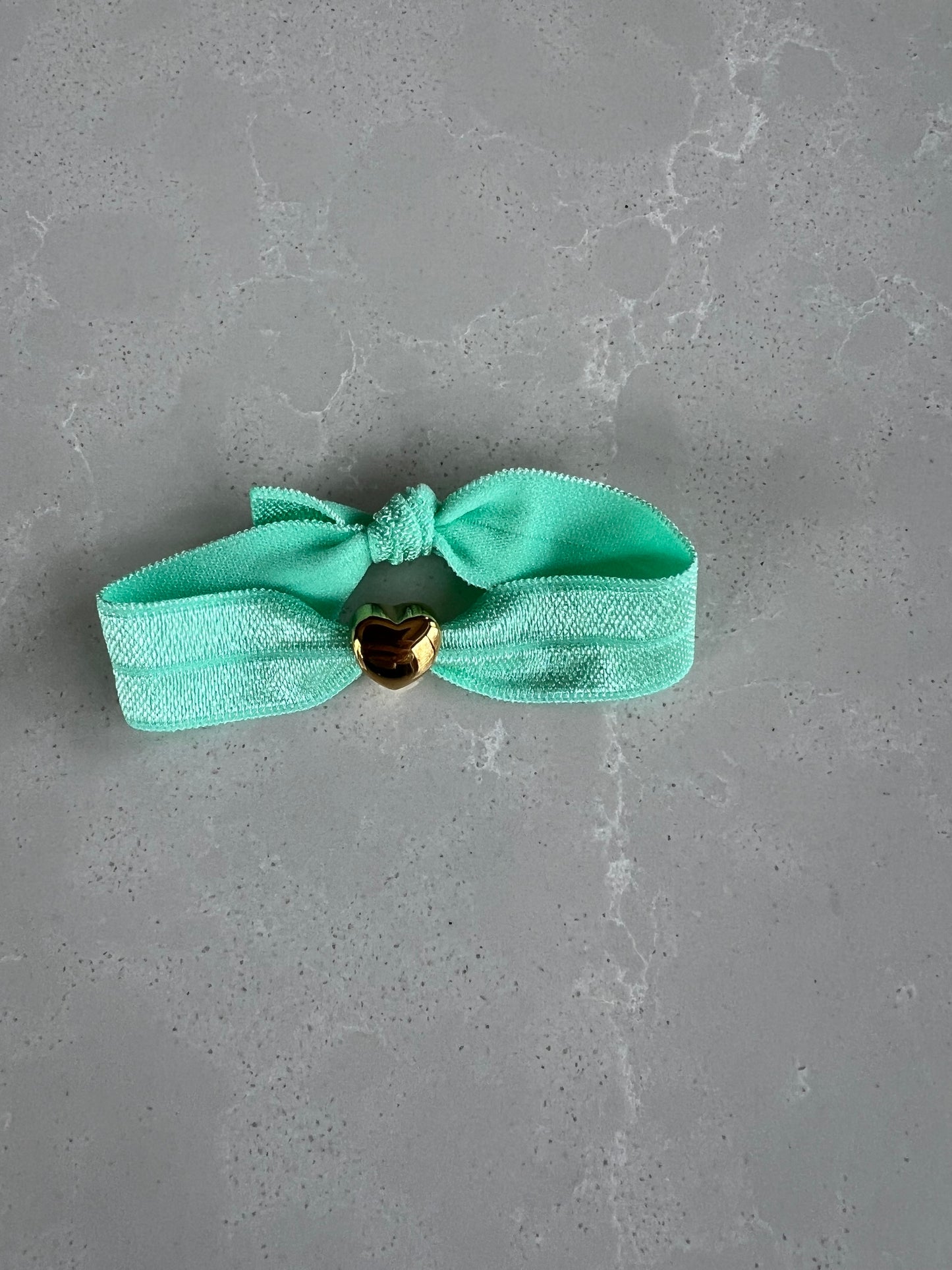 Elastic gold heart bracelet ,turquoise