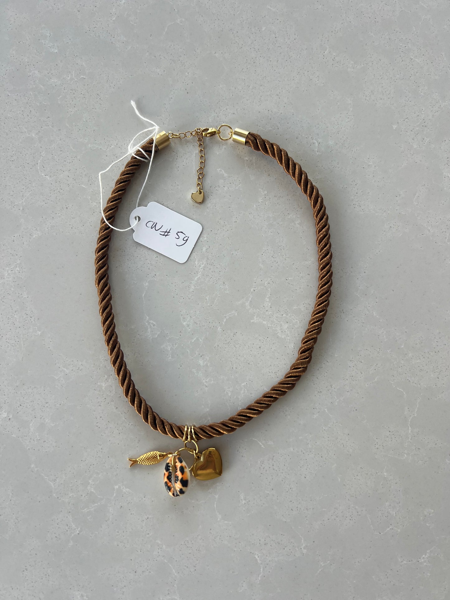 Short Cord necklace, extendable back closure #59