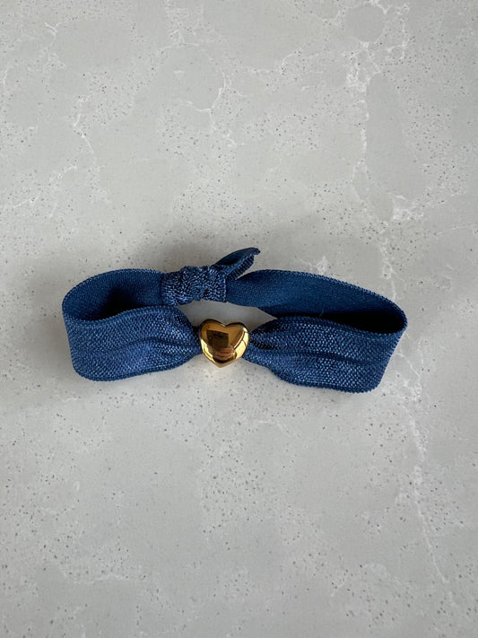 Elastic gold heart bracelet navy