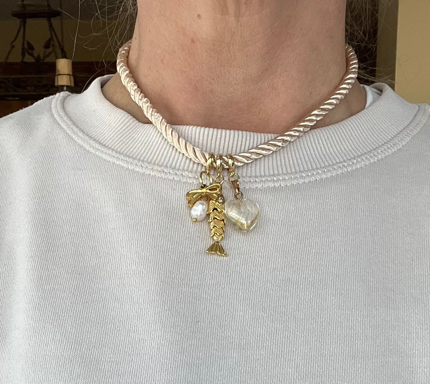 Short Cord necklace, extendable back closure #56