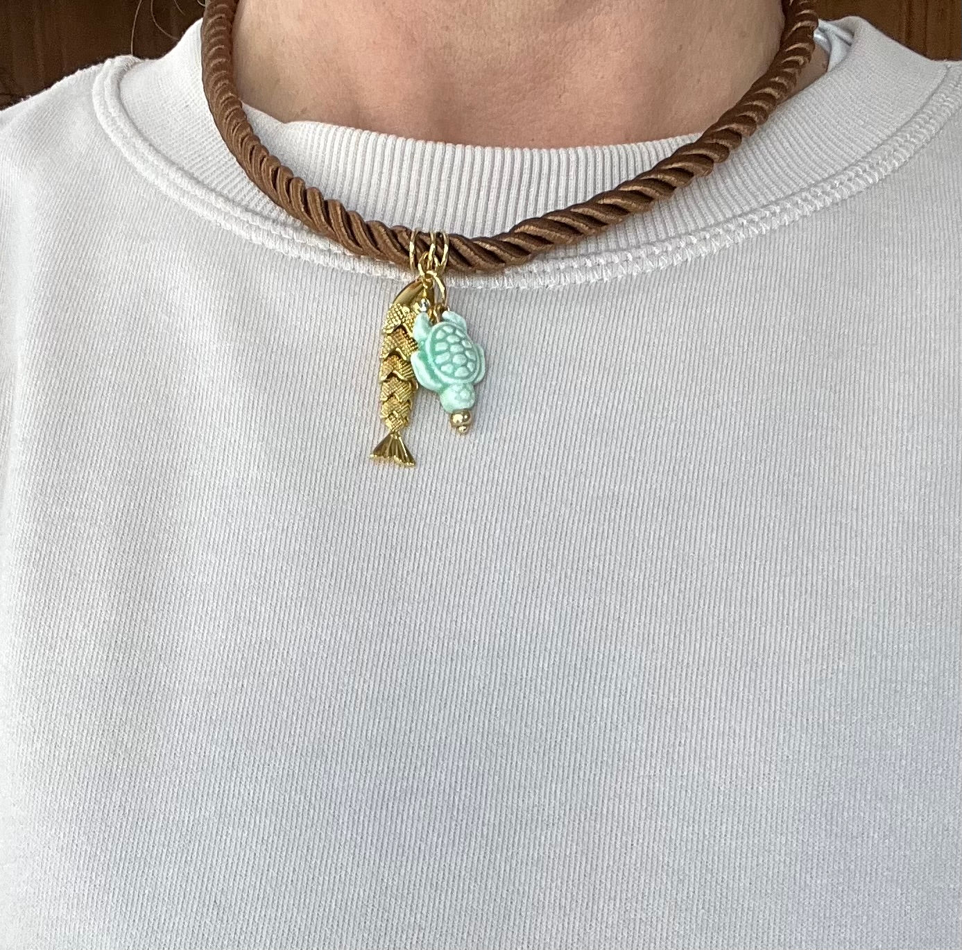 Short Cord necklace , extendable back closure #57